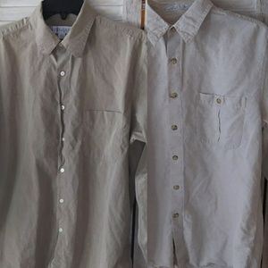 2 Perry Ellis long sleeve dress shirts neutral EUC